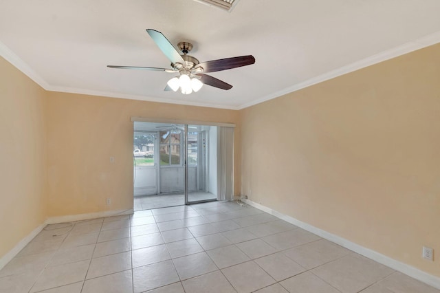 2867 Ashley Dr W Unit G, West Palm Beach, FL 33415 - unfurnished room with a ceiling fan, baseboards, and ornamental molding