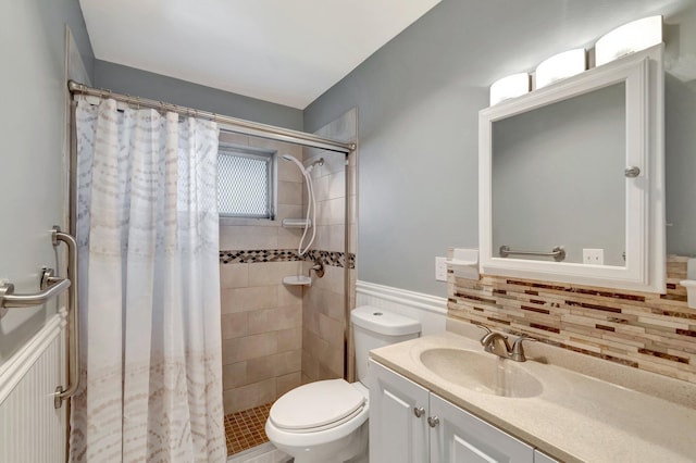 2867 Ashley Dr W Unit G, West Palm Beach, FL 33415 - bathroom with toilet, a shower stall, tasteful backsplash, and vanity