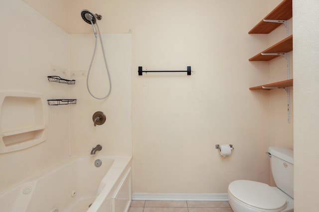 647 Gap Creek Dr, Fort Walton Beach, FL 32548 - bathroom with tile patterned flooring, toilet, baseboards, and a combined bath / shower with jetted tub