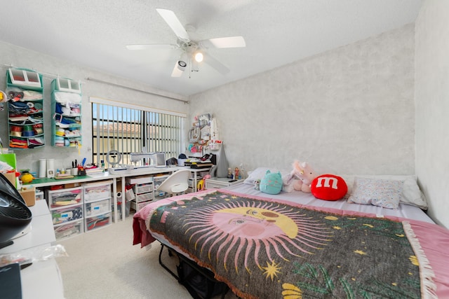bedroom with carpet floors and ceiling fan