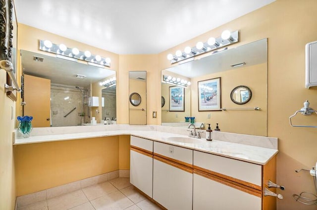 5578 Golden Eagle Cir Unit 5578, Palm Beach Gardens, FL 33418 - full bath with tile patterned flooring, a shower stall, visible vents, and vanity