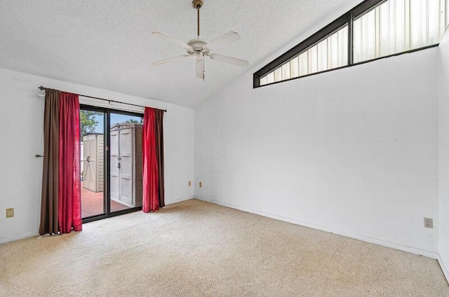 5578 Golden Eagle Cir Unit 5578, Palm Beach Gardens, FL 33418 - empty room with a textured ceiling, lofted ceiling, ceiling fan, and carpet floors