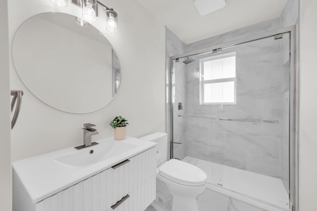 4372 SW Bimini Cir N, Palm City, FL 34990 - full bath with toilet, a marble finish shower, vanity, and marble finish floors