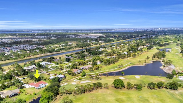 4372 SW Bimini Cir N, Palm City, FL 34990 - aerial overview of property's location with nearby suburban area, a large body of water, and a golf course