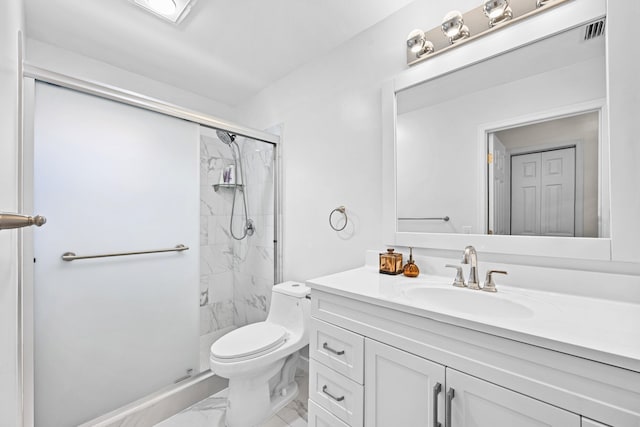 4670 Laurel Tree Rd Unit A, Boynton Beach, FL 33436 - full bathroom with toilet, marble finish floor, vanity, a marble finish shower, and visible vents