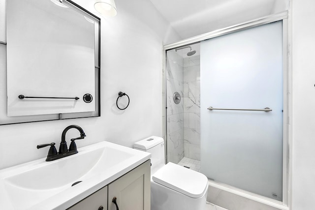 4670 Laurel Tree Rd Unit A, Boynton Beach, FL 33436 - bathroom featuring toilet, vanity, and a stall shower