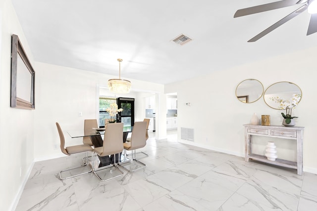 4670 Laurel Tree Rd Unit A, Boynton Beach, FL 33436 - dining room featuring ceiling fan, baseboards, and visible vents