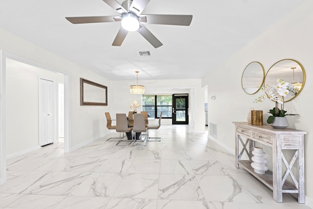 4670 Laurel Tree Rd Unit A, Boynton Beach, FL 33436 - interior space featuring marble finish floor, visible vents, baseboards, and a ceiling fan