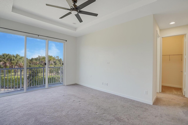 340 Pioneer Way, Royal Palm Beach, FL 33411 - carpeted spare room featuring recessed lighting, ceiling fan, baseboards, and a raised ceiling