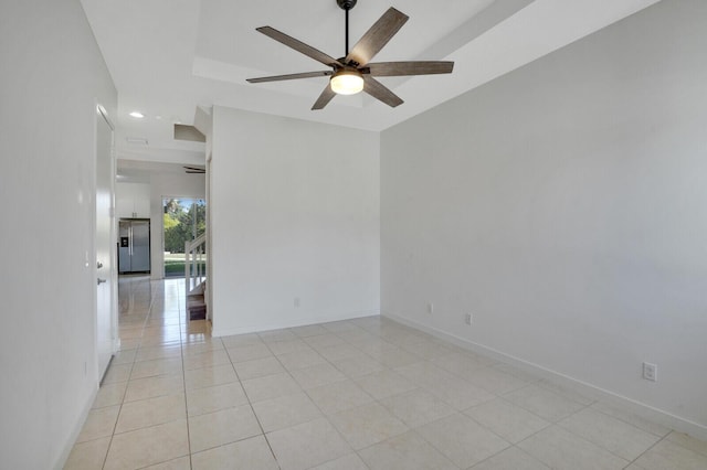 340 Pioneer Way, Royal Palm Beach, FL 33411 - unfurnished room with baseboards, a ceiling fan, light tile patterned floors, and recessed lighting