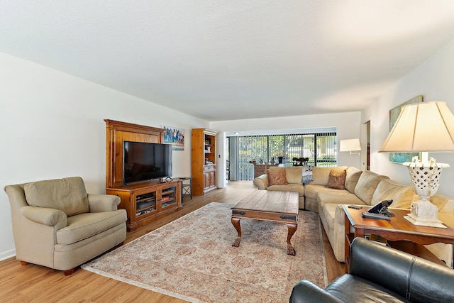 living area featuring light wood finished floors