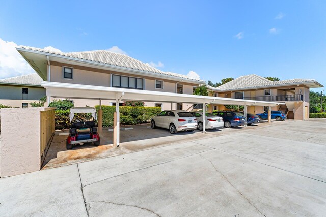 view of covered parking lot