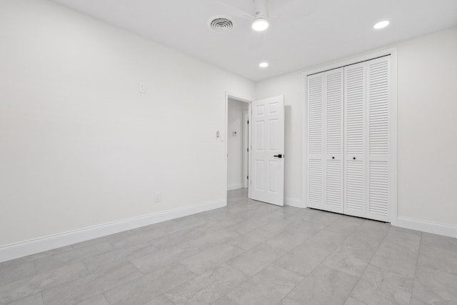 1625 Seaway Dr, Hutchinson Island, FL 34949 - unfurnished bedroom featuring recessed lighting, a closet, and baseboards