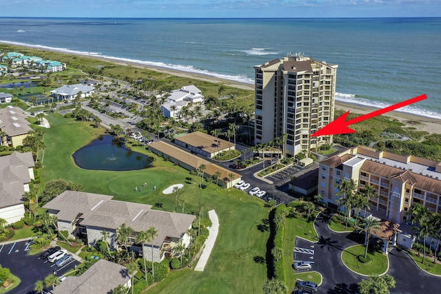 bird's eye view featuring a water view