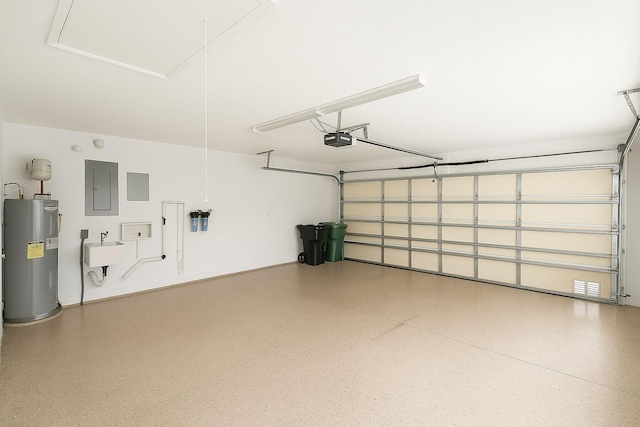 12040 SW Elsinore Dr, Port Saint Lucie, FL 34987 - garage with a sink, a garage door opener, electric panel, and electric water heater