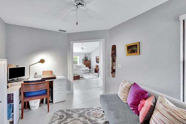 3399 Jog Park Dr, Greenacres, FL 33467 - office with a ceiling fan, visible vents, and light tile patterned floors