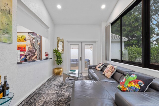 10056 Lexington Cir N, Boynton Beach, FL 33436 - living area featuring recessed lighting, baseboards, a wealth of natural light, and french doors
