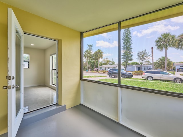 view of unfurnished sunroom