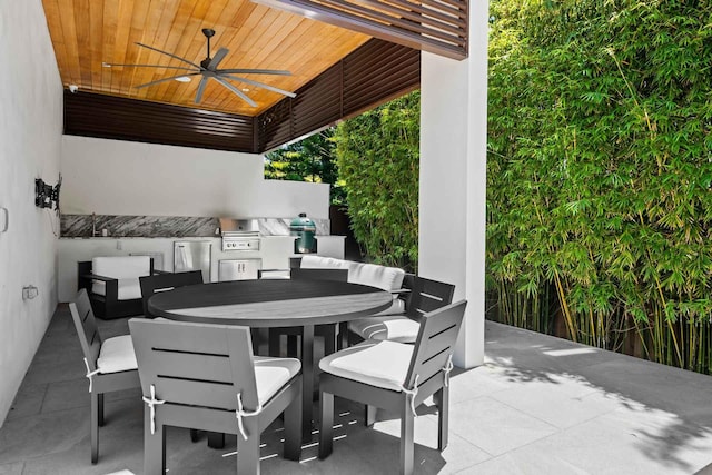 5288 Alton Rd Share B, Unit Share B, Miami Beach, FL 33140 - view of patio with outdoor dining area, ceiling fan, grilling area, and an outdoor kitchen