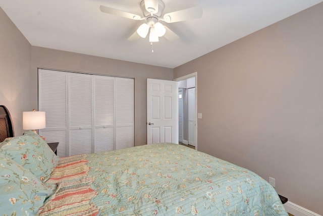 3516 Westminster Dr, Greenacres, FL 33463 - bedroom with baseboards, a closet, and ceiling fan