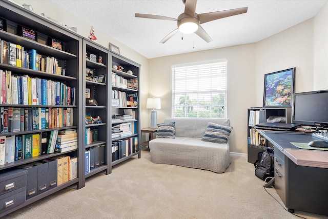 6616 NW 56th Dr, Coral Springs, FL 33067 - office featuring light carpet, ceiling fan, and baseboards