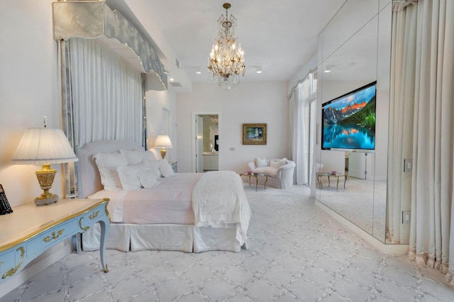 20155 Boca W Dr Unit Phc902, Boca Raton, FL 33434 - bedroom with a chandelier, carpet, and recessed lighting
