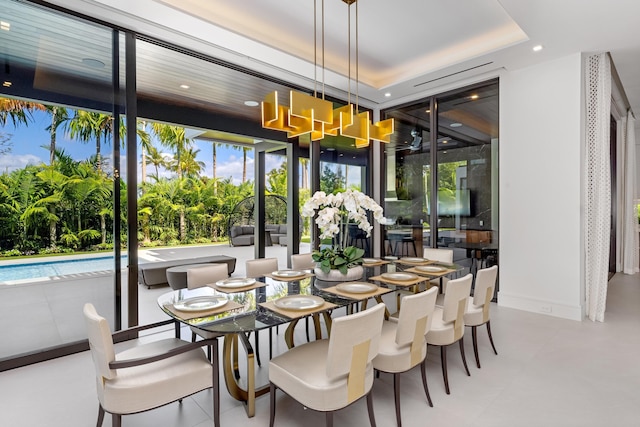 dining room featuring recessed lighting