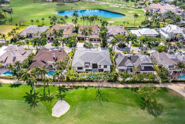 aerial perspective of suburban area with a golf course