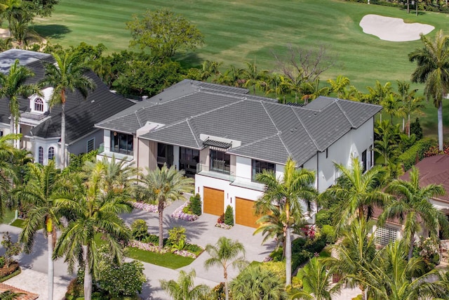 view of subject property with a golf course
