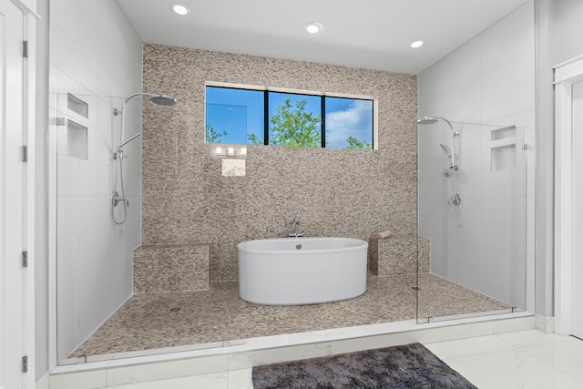 10715 Estuary Dr, Parkland, FL 33076 - full bathroom featuring recessed lighting, a freestanding tub, and a shower stall