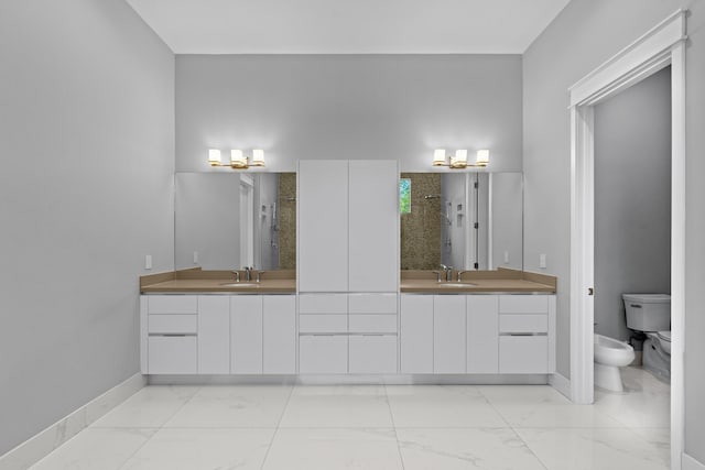 10715 Estuary Dr, Parkland, FL 33076 - full bathroom with baseboards, marble finish floor, and vanity
