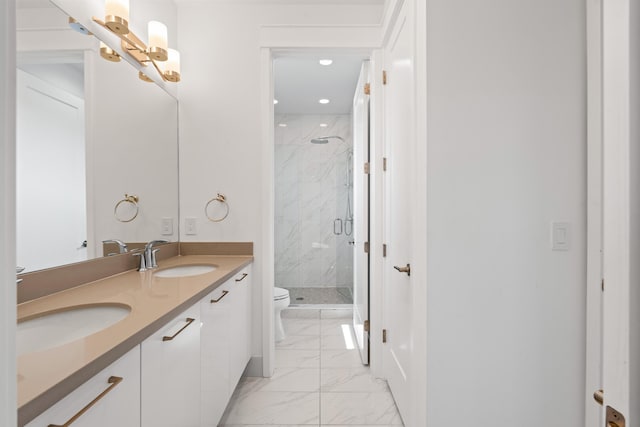 10715 Estuary Dr, Parkland, FL 33076 - full bath featuring a sink, marble finish floor, a marble finish shower, and toilet