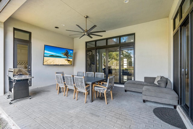 10715 Estuary Dr, Parkland, FL 33076 - view of patio featuring a ceiling fan, outdoor dining space, and a grill