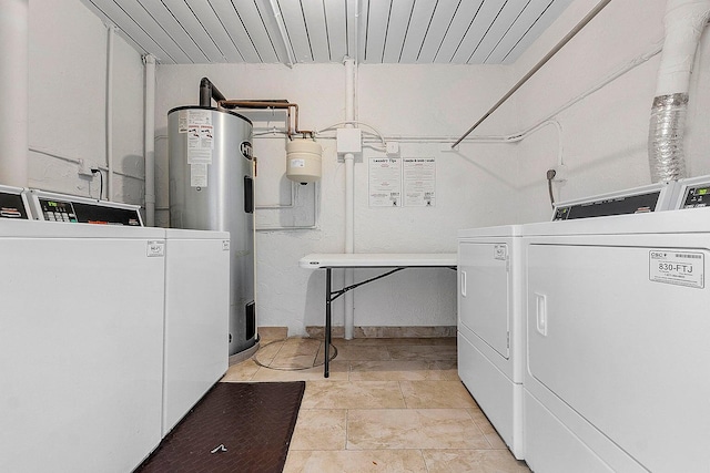community laundry room with independent washer and dryer and electric water heater