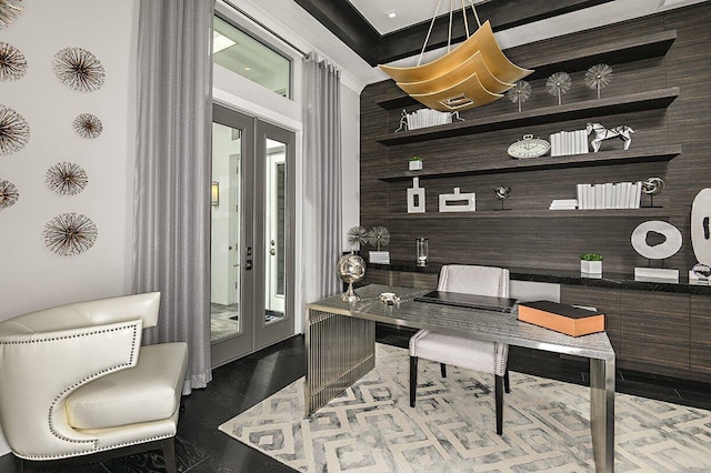 office space with wood finished floors