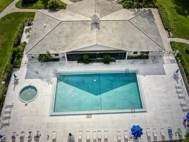 3710 Whitehall Dr Unit 304, West Palm Beach, FL 33401 - view from above of property with a pool area