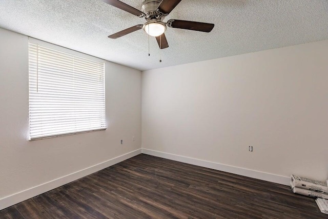 3710 Whitehall Dr Unit 304, West Palm Beach, FL 33401 - empty room with dark wood-style floors, ceiling fan, baseboards, and a textured ceiling