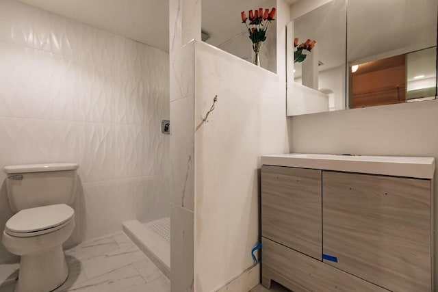 3710 Whitehall Dr Unit 304, West Palm Beach, FL 33401 - full bath with marble finish flooring, toilet, vanity, and tiled shower