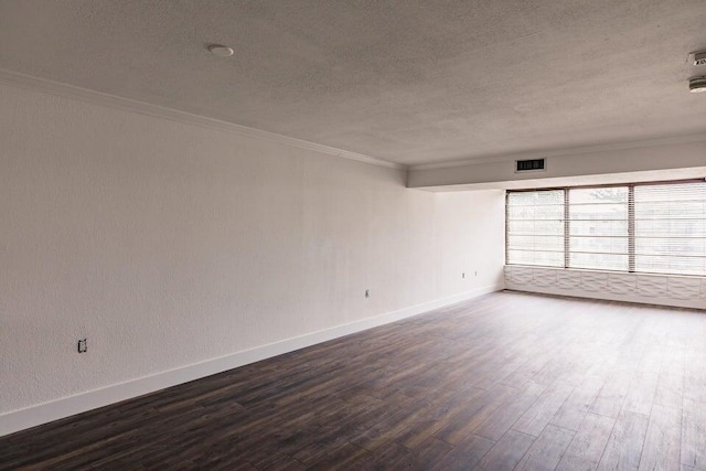 3710 Whitehall Dr Unit 304, West Palm Beach, FL 33401 - unfurnished room with a textured ceiling, ornamental molding, dark wood-style floors, and baseboards
