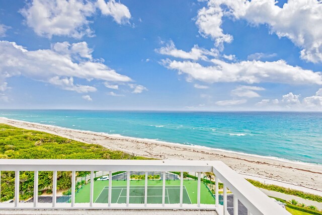 property view of water featuring a view of the beach