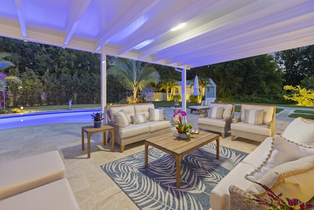 view of patio featuring outdoor lounge area and an outdoor pool