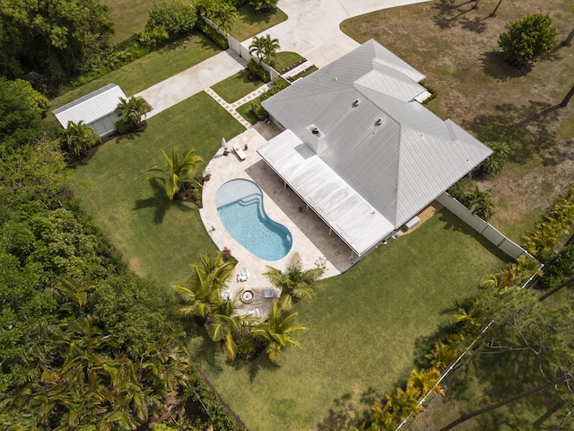 view from above of property with a pool