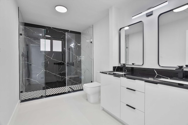 20685 NE 2nd Ave, Miami, FL 33179 - full bathroom with vanity, a marble finish shower, and toilet
