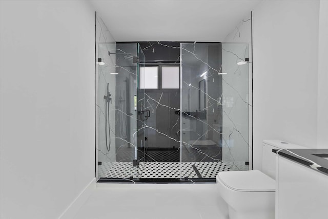 20685 NE 2nd Ave, Miami, FL 33179 - bathroom with toilet, a marble finish shower, and vanity