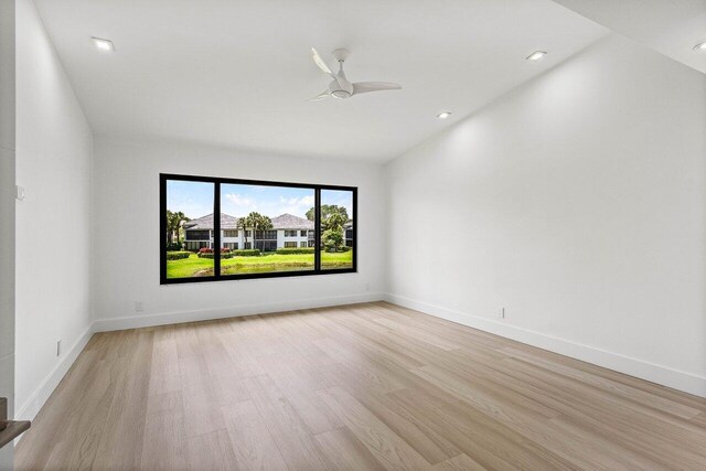 15687 Loch Maree Ln Unit 2404, Delray Beach, FL 33446 - spare room featuring light wood-style floors, a ceiling fan, baseboards, and recessed lighting