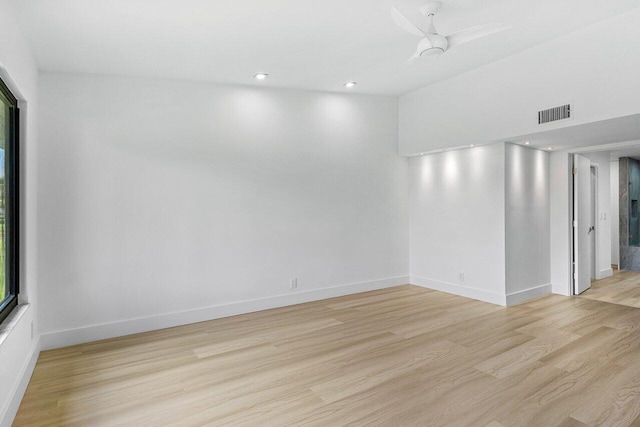 15687 Loch Maree Ln Unit 2404, Delray Beach, FL 33446 - spare room featuring light wood-type flooring, baseboards, a ceiling fan, and recessed lighting