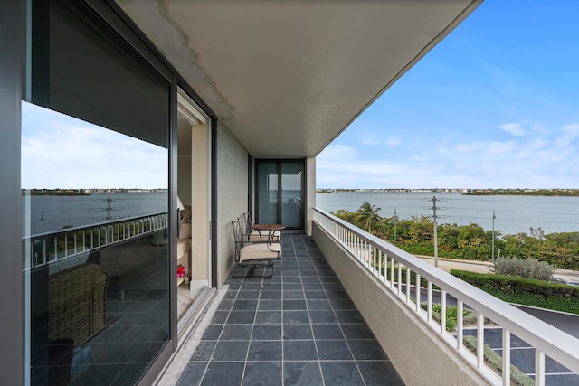 balcony with a water view