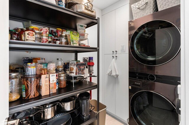 15702 Loch Maree Ln Unit 5804, Delray Beach, FL 33446 - washroom with stacked washing machine and dryer