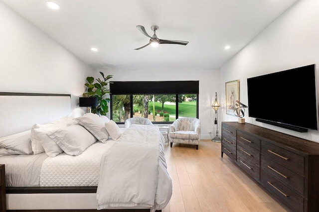 15702 Loch Maree Ln Unit 5804, Delray Beach, FL 33446 - bedroom featuring light wood-style floors, recessed lighting, a ceiling fan, and baseboards