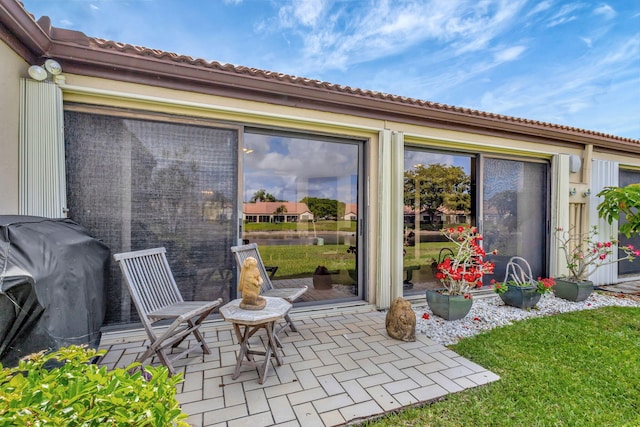 view of patio featuring area for grilling